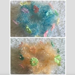 ✨EUC✨ 2 Retro Puffy Pom Pom Fuzzy Hair Scrunchies
